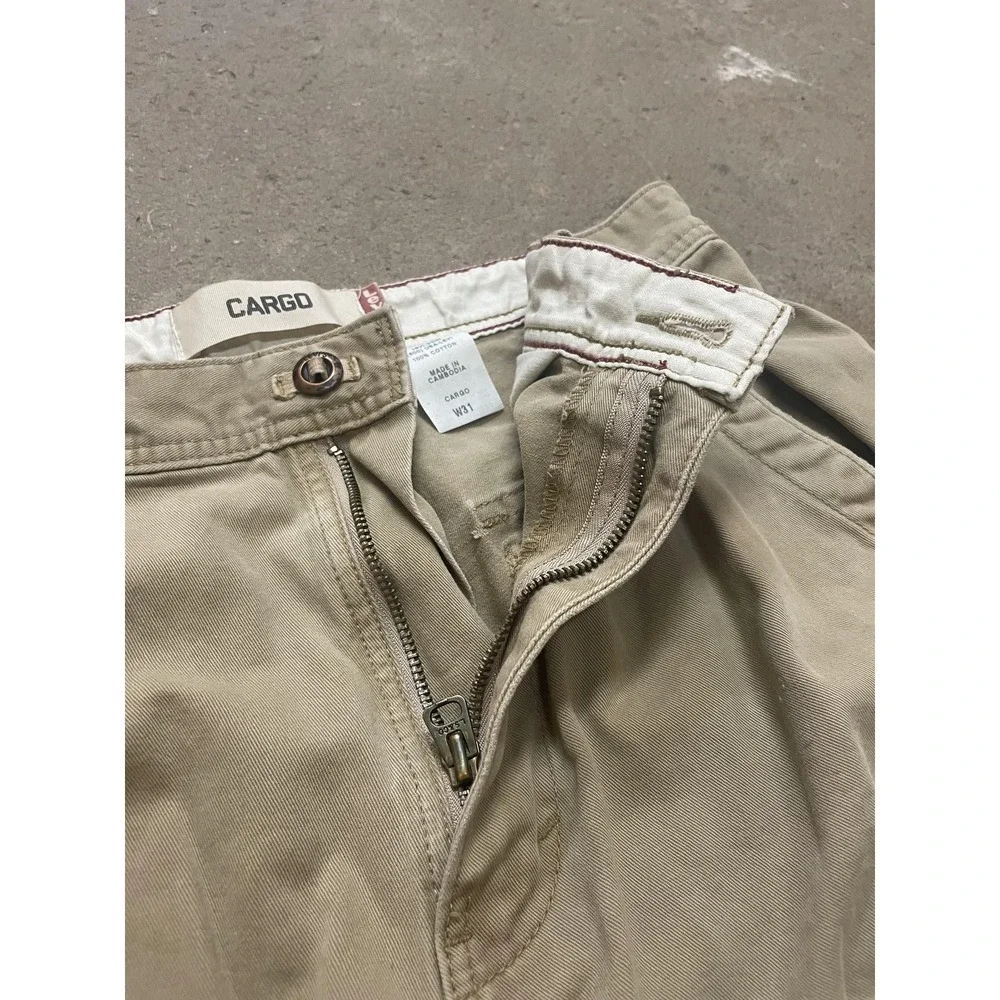 Levis Cargo Shorts Mens 31 Beige Canvas Relaxed Utility Pockets Workwear Zip Fly